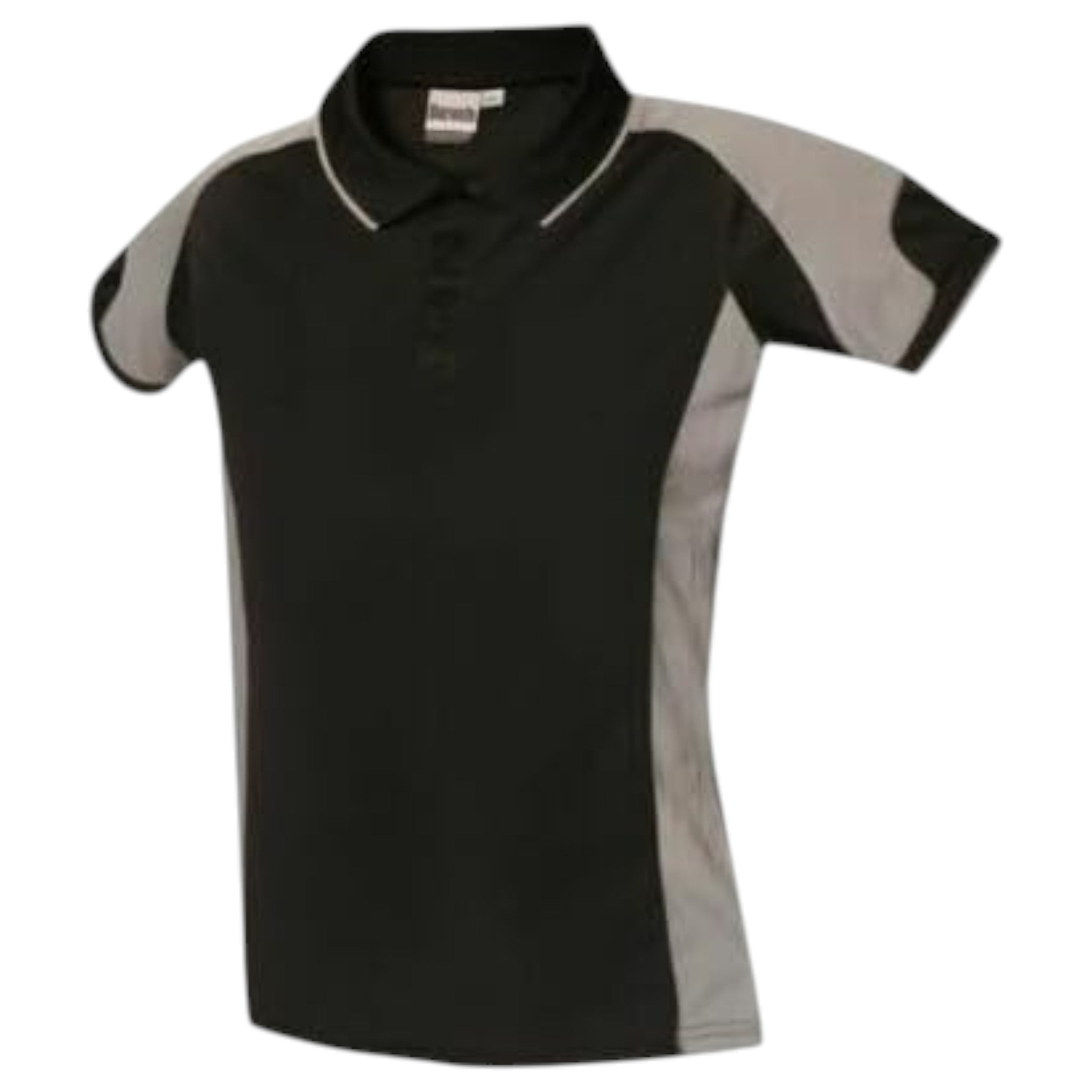 Children's black and grey polo sports shirt short sleeve breathable school PE top